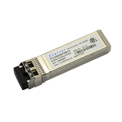 ماژول فرستنده گیرنده کانال فیبری 16 گیگابایتی Finisar FTLF8529P3BCV برای کانکتور دوبلکس LC SFP+ با طول موج 850 نانومتری