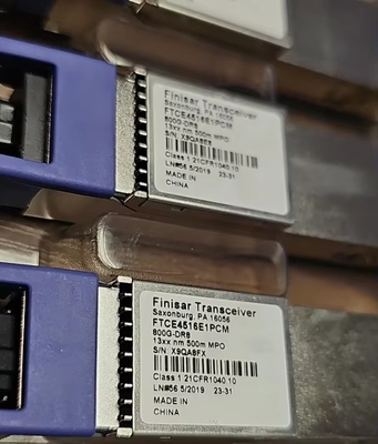 ماژول‌های نوری موازی Finisar QSFP-DD-800G-DR8 500M SMF MPO16، سوئیچ شبکه 100G، ظرفیت 16 هسته‌ای، تجهیزات فیبر نوری 40G
