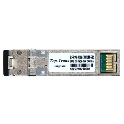 فرستنده و گیرنده 25 گرمی Sfp28 DWDM 25GBASE CPRI C Band 40KM SMF Dual LC DOM برای دسترسی 5G IoT